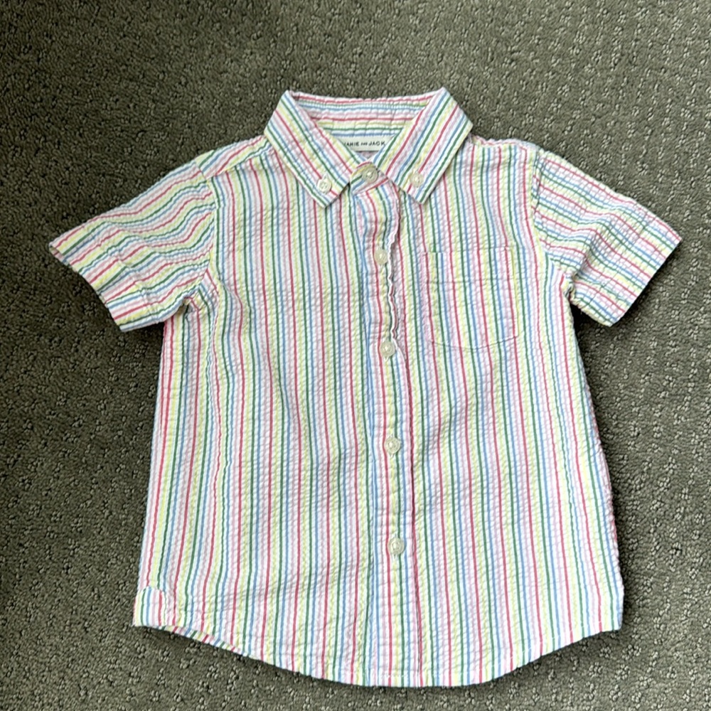 Janie and Jack rainbow striped seersucker shirt 18-24 mo
